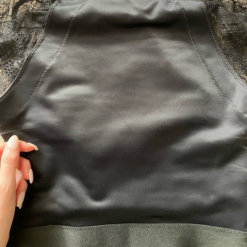 A La Garconne- Black Lace Mini Crop Top With Satin Back — image 3 of 6
